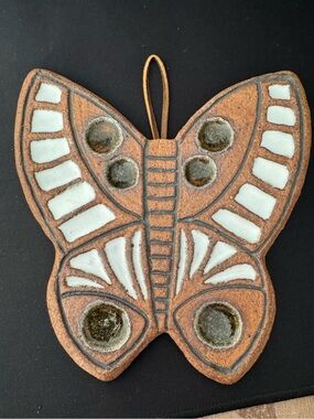 Vintage Stoneware Butterfly Trivet By Victoria Littlejohn